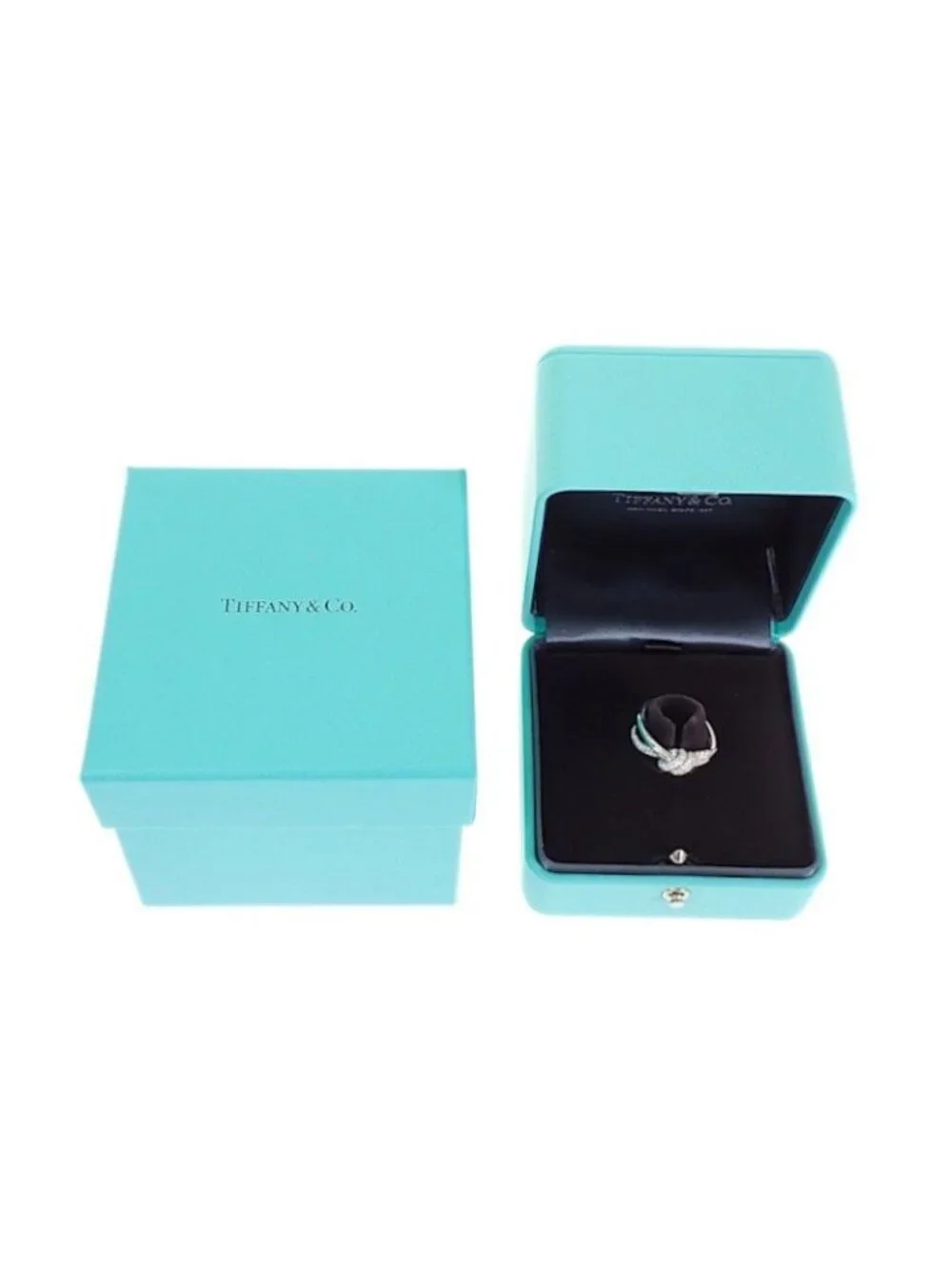 Tiffany & Co Knot Double Row Ring White Gold Diamond